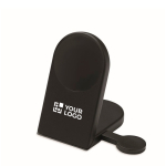 Foldable 3-in-1 wireless and magnetic charging station 15W black colour view with print area