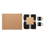 Gift set with fleece blanket and two enamelled metal mugs 350 ml black colour third view