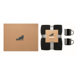 Gift set with fleece blanket and two enamelled metal mugs 350 ml black colour third main view