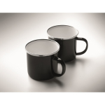 Gift set with fleece blanket and two enamelled metal mugs 350 ml black colour fourth photographic view