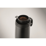 Stainless steel thermal tumbler with reusable coffee filter 450ml black colour fourth photographic view