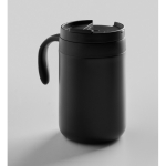 Stainless steel thermal tumbler with reusable coffee filter 450ml black colour sixth photographic view