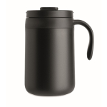 Stainless steel thermal tumbler with reusable coffee filter 450ml black colour