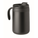 Stainless steel thermal tumbler with reusable coffee filter 450ml black colour