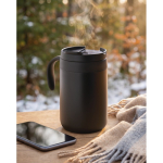 Stainless steel thermal tumbler with reusable coffee filter 450ml black colour second ambient view