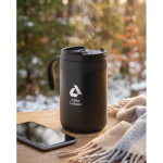 Stainless steel thermal tumbler with reusable coffee filter 450ml black colour second ambient view 2