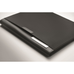 Faux leather A4 portfolio with pockets and lined notepad black colour second photographic view