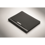 Faux leather A4 portfolio with pockets and lined notepad black colour