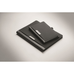 Faux leather A4 portfolio with pockets and lined notepad black colour second photographic view