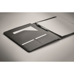 Faux leather A4 portfolio with pockets and lined notepad black colour third photographic view