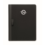 Faux leather A4 portfolio with pockets and lined notepad black colour fourth main view