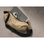 Urban water-repellent nylon crossbody bag with adjustable strap khaki colour third ambient view
