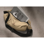 Urban water-repellent nylon crossbody bag with adjustable strap khaki colour third ambient view 2