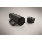 Leakproof recycled stainless steel thermal tumbler with handle and straw 900 ml black colour fifth photographic view