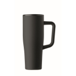 Leakproof recycled stainless steel thermal tumbler with handle and straw 900 ml black colour