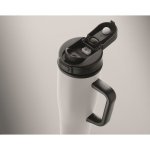 Leakproof recycled stainless steel thermal tumbler with handle and straw 900 ml white colour fourth photographic view