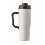 Leakproof recycled stainless steel thermal tumbler with handle and straw 900 ml white colour sixth view
