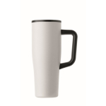 Leakproof recycled stainless steel thermal tumbler with handle and straw 900 ml white colour ninth view