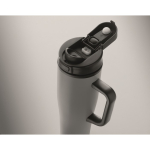 Leakproof recycled stainless steel thermal tumbler with handle and straw 900 ml grey colour fourth photographic view