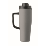 Leakproof recycled stainless steel thermal tumbler with handle and straw 900 ml grey colour sixth view