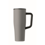 Leakproof recycled stainless steel thermal tumbler with handle and straw 900 ml grey colour ninth view