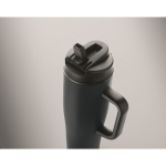 Leakproof recycled stainless steel thermal tumbler with handle and straw 900 ml navy-blue colour third photographic view