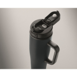 Leakproof recycled stainless steel thermal tumbler with handle and straw 900 ml navy-blue colour second photographic view