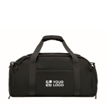 Nylon sports bag with trolley strap and shoulder strap 20L black colour view with print area
