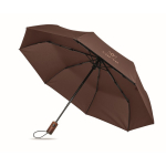 Wind-resistant automatic polyester folding umbrella Ø94 brown colour main view