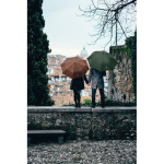 Wind-resistant automatic polyester folding umbrella Ø94 green colour main ambient view