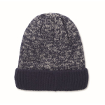 Unisex polyester beanie with fleece lining, turn-up and one size blue colour second view