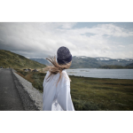 Unisex polyester beanie with fleece lining, turn-up and one size blue colour ambient view