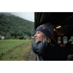 Unisex polyester beanie with fleece lining, turn-up and one size blue colour second ambient view 2