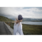 Unisex polyester beanie with fleece lining, turn-up and one size blue colour third ambient view 2