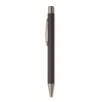 Recycled aluminium click pen with rubberised finish and blue ink black colour second view