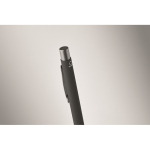 Recycled aluminium click pen with rubberised finish and blue ink black colour third photographic view