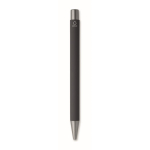 Recycled aluminium click pen with rubberised finish and blue ink black colour fourth view