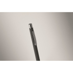 Recycled aluminium click pen with rubberised finish and blue ink black colour fourth photographic view