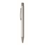Recycled aluminium click pen with rubberised finish and blue ink silver colour second view