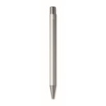 Recycled aluminium click pen with rubberised finish and blue ink silver colour fourth view