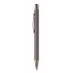 Recycled aluminium click pen with rubberised finish and blue ink dark grey colour second view