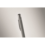 Recycled aluminium click pen with rubberised finish and blue ink dark grey colour third photographic view