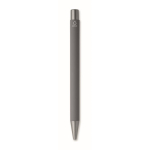 Recycled aluminium click pen with rubberised finish and blue ink dark grey colour fourth view