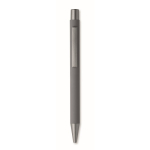 Recycled aluminium click pen with rubberised finish and blue ink dark grey colour fifth view