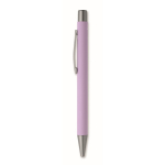 Recycled aluminium click pen with rubberised finish and blue ink violet colour second view