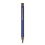 Recycled aluminium click pen with rubberised finish and blue ink royal blue colour fifth view