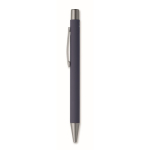 Recycled aluminium click pen with rubberised finish and blue ink navy-blue colour second view