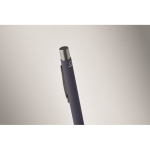 Recycled aluminium click pen with rubberised finish and blue ink navy-blue colour third photographic view