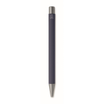 Recycled aluminium click pen with rubberised finish and blue ink navy-blue colour fourth view