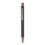 Recycled aluminium click pen with rubberised finish and blue ink navy-blue colour fifth view